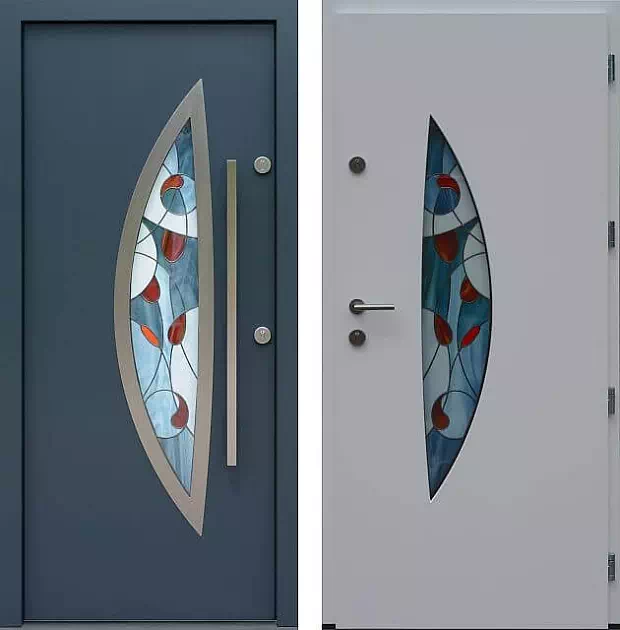 Drzwi wejściowe inox 412,1-412,11+ds58 w kolorze antracyt + białe.