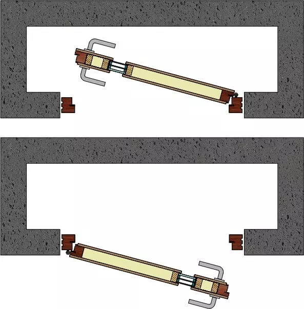 Widok na drzwi o zwrocie otwierania: lewe